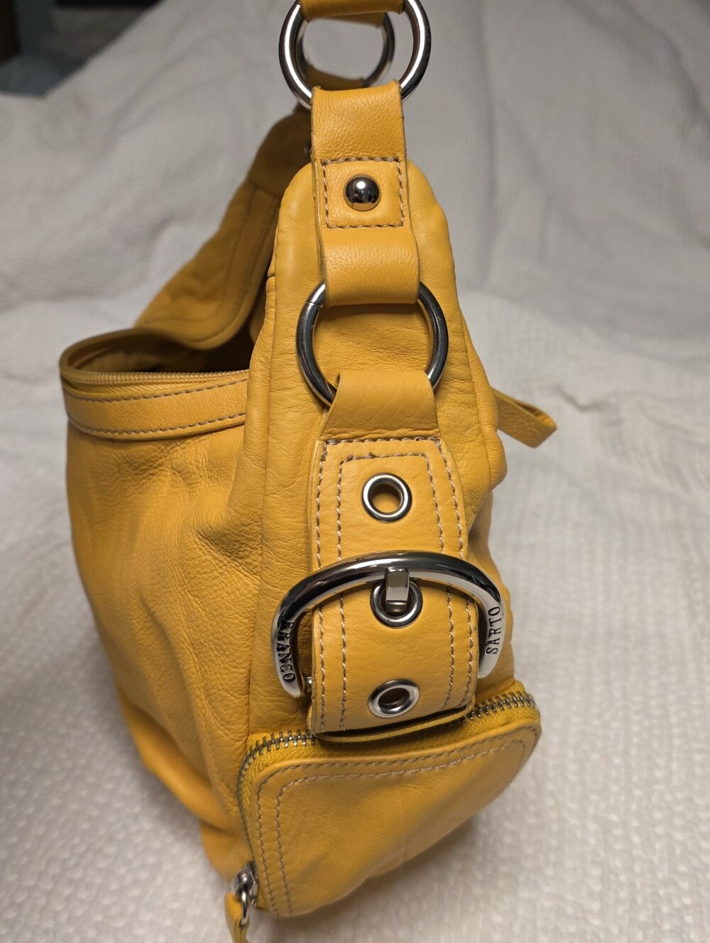 Franco Sarto Retro Yellow Leather Shoulder Bag Summer